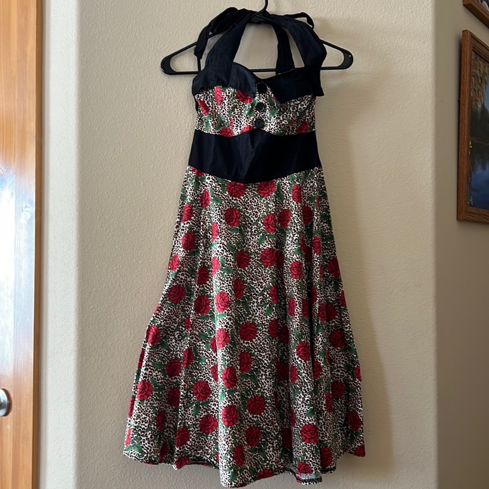 Size Small Hell Bunny Vixen Leopard/Rose Dress